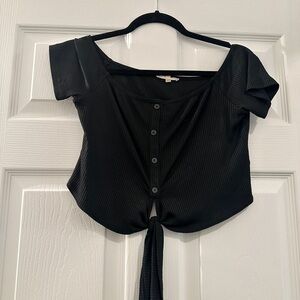 Front tie black crop top, size:M